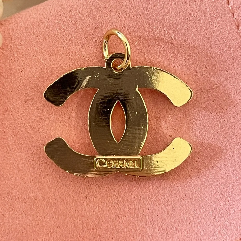 Gold Chanel Charm with Pink, Purple and Pearl Accents - Picture 6 of 10